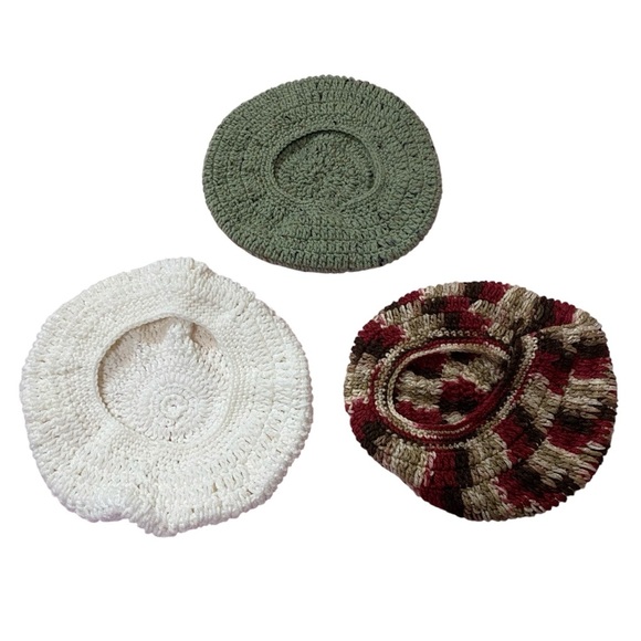 NEW Handmade Hand-knit Warm Wool Hats Women Multicolor Colors Lot of 3 - Picture 2 of 9